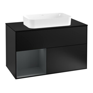 V&B Waschtischunterschrank Wandbeleuchtung Finion 100, Pl b m, Rg l md b m Lac, bla m Lac