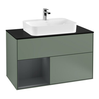 V&B Waschtischunterschrank Wandbeleuchtung Finion 100, Pl b m, Rg l md b m Lac, Oli. m Lac