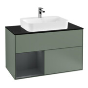 V&B Waschtischunterschrank Wandbeleuchtung Finion 100, Pl b m, Rg l md b m Lac, Oli. m Lac