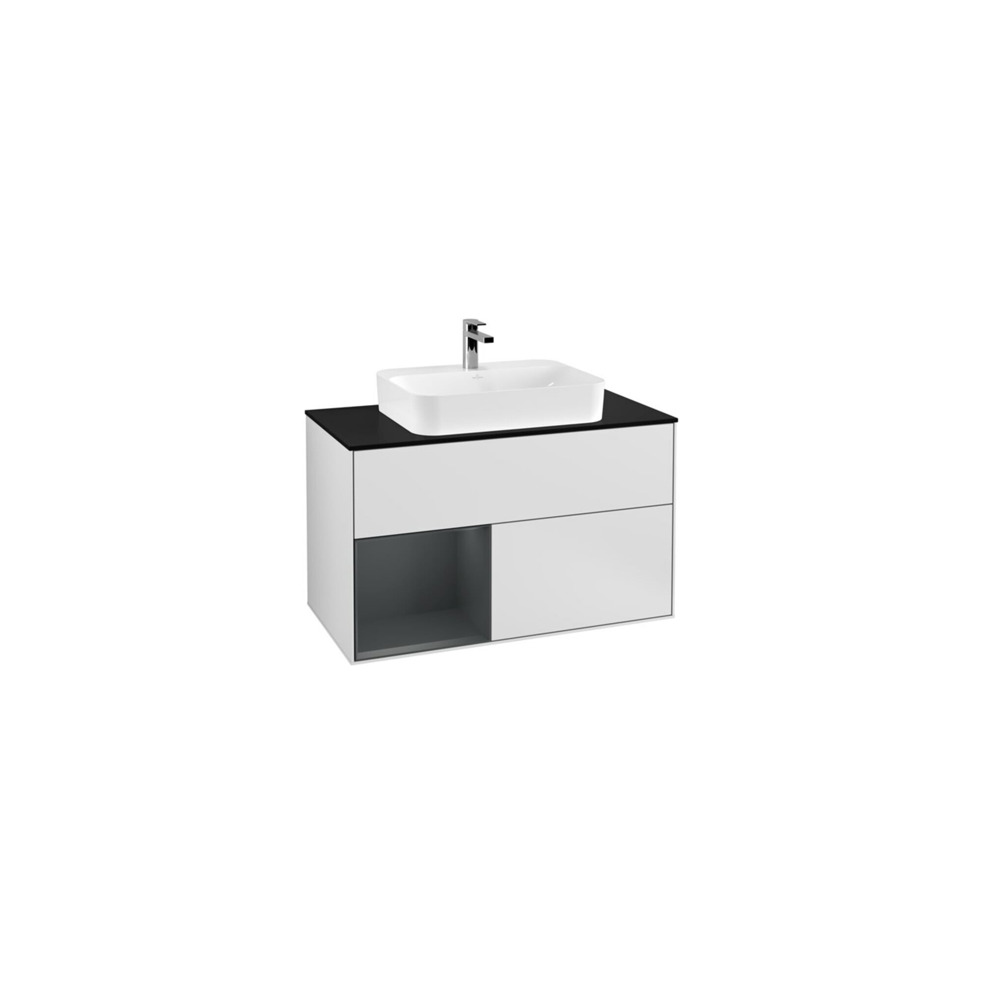 V&B Waschtischunterschrank Wandbeleuchtung Finion 100, Pl b m, Rg l md b m Lac, wh. m Lac ; Villeroy & Boch