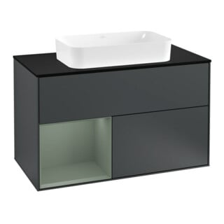 V&B Waschtischunterschrank Wandbeleuchtung Finion 100, Pl b m, Rg l Ol m Lac, md bl. m Lac