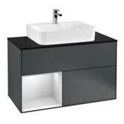 V&B Waschtischunterschrank Wandbeleuchtung Finion 100, Pl b m, Rg l w m Lac, md bl. m Lac