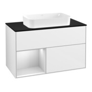 V&B Waschtischunterschrank Wandbeleuchtung Finion 100, Pl b m, Rg l wh. m Lac, glo wh. Lac