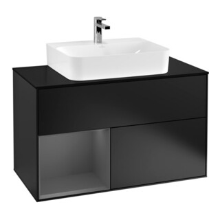 V&B Waschtischunterschrank Wandbeleuchtung Finion 100, Pl b m, Rg li Anthrac. m, bla m Lac