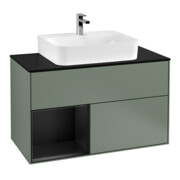 V&B Waschtischunterschrank Wandbeleuchtung Finion 100, Pl b m, Rg li bla m Lac, Oli. m Lac