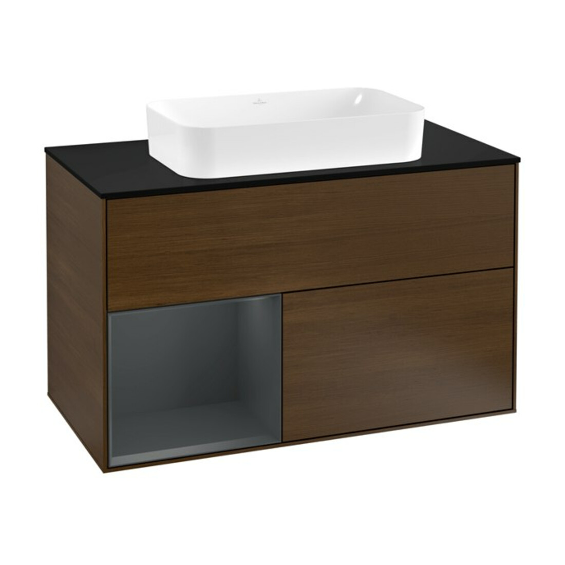 V&B Waschtischunterschrank Wandbeleuchtung Finion 100, Pl b m, Rg li md bl. m Lac, wal ven