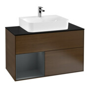 V&B Waschtischunterschrank Wandbeleuchtung Finion 100, Pl b m, Rg li md bl. m Lac, wal ven
