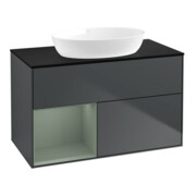 V&B Waschtischunterschrank Wandbeleuchtung Finion 100, Pl b m, Rg Oli. m Lac, md bl. m Lac