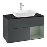 V&B Waschtischunterschrank Wandbeleuchtung Finion 100, Pl b m, Rg Oli. m Lac, md bl. m Lac