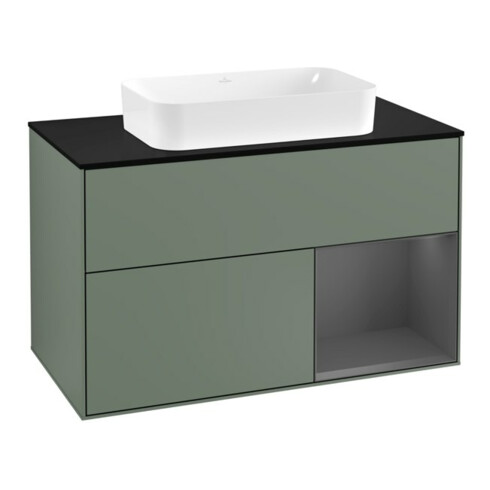 V&B Waschtischunterschrank Wandbeleuchtung Finion 100, Pl b m, Rg r Anthrac. m, Oli. m Lac