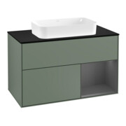 V&B Waschtischunterschrank Wandbeleuchtung Finion 100, Pl b m, Rg r Anthrac. m, Oli. m Lac