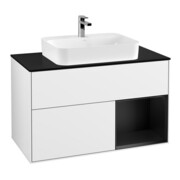 V&B Waschtischunterschrank Wandbeleuchtung Finion 100, Pl b m, Rg r bla m Lac, glo wh. Lac