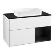 V&B Waschtischunterschrank Wandbeleuchtung Finion 100, Pl b m, Rg r bla m Lac, glo wh. Lac