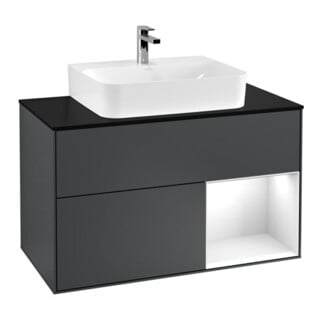 V&B Waschtischunterschrank Wandbeleuchtung Finion 100, Pl b m, Rg r g w Lac, md bl. m Lac
