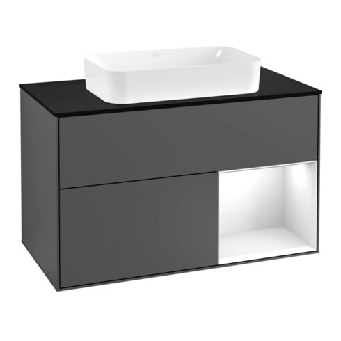 V&B Waschtischunterschrank Wandbeleuchtung Finion 100, Pl b m, Rg r g wh. Lac, Anthrac. m