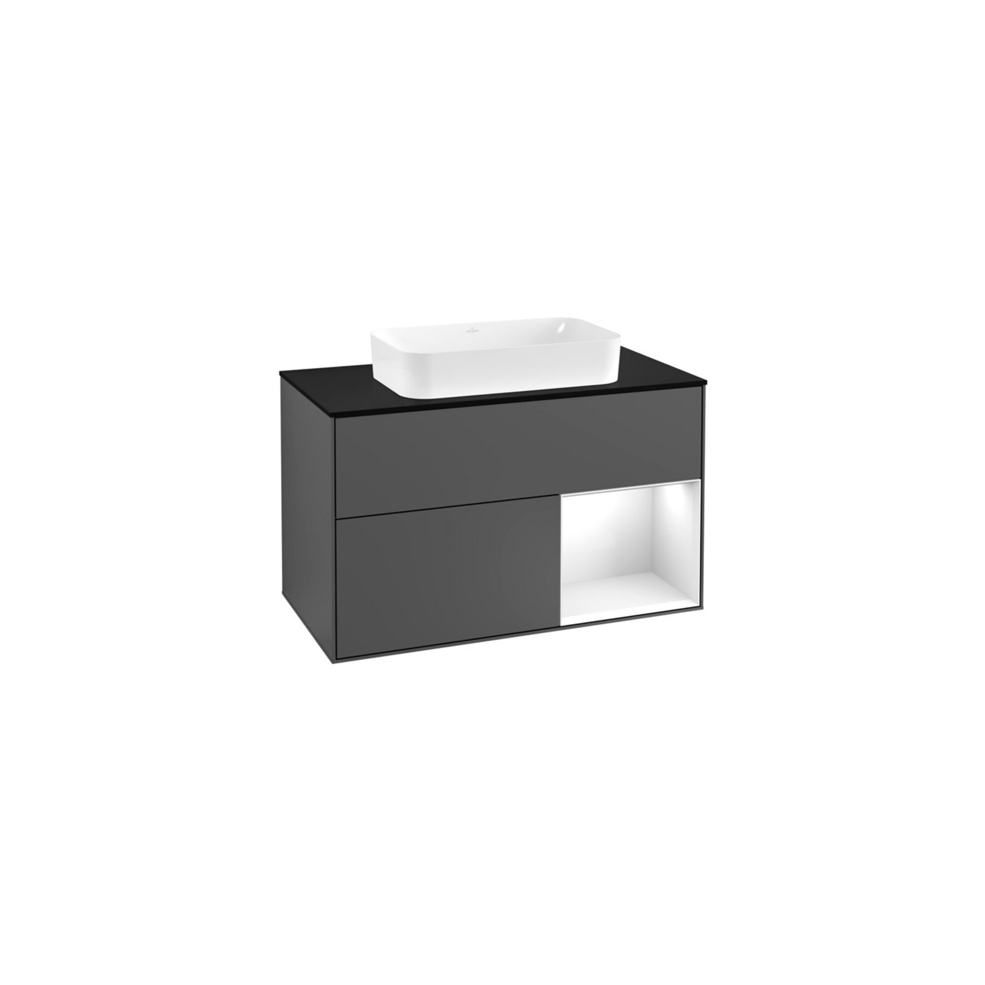V&B Waschtischunterschrank Wandbeleuchtung Finion 100, Pl b m, Rg r g wh. Lac, Anthrac. m ; Villeroy & Boch