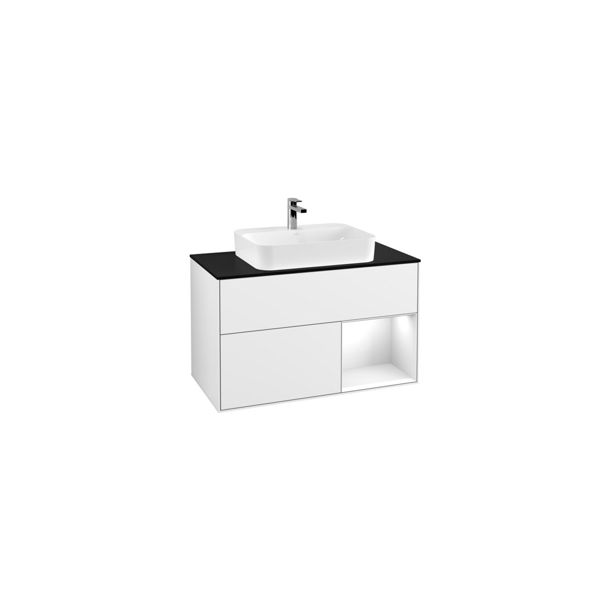 V&B Waschtischunterschrank Wandbeleuchtung Finion 100, Pl b m, Rg r g wh. Lac, glo wh. Lac ; Villeroy & Boch