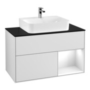 V&B Waschtischunterschrank Wandbeleuchtung Finion 100, Pl b m, Rg r glo wh. Lac, wh. m Lac