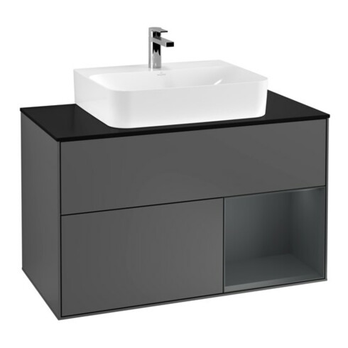V&B Waschtischunterschrank Wandbeleuchtung Finion 100, Pl b m, Rg r md b m Lac, Anthrac. m
