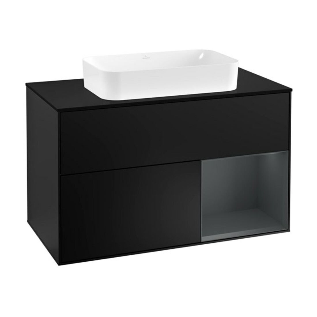 V&B Waschtischunterschrank Wandbeleuchtung Finion 100, Pl b m, Rg r md b m Lac, bla m Lac