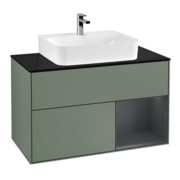 V&B Waschtischunterschrank Wandbeleuchtung Finion 100, Pl b m, Rg r md b m Lac, Oli. m Lac