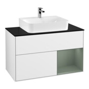 V&B Waschtischunterschrank Wandbeleuchtung Finion 100, Pl b m, Rg r Ol m Lac, glo wh. Lac