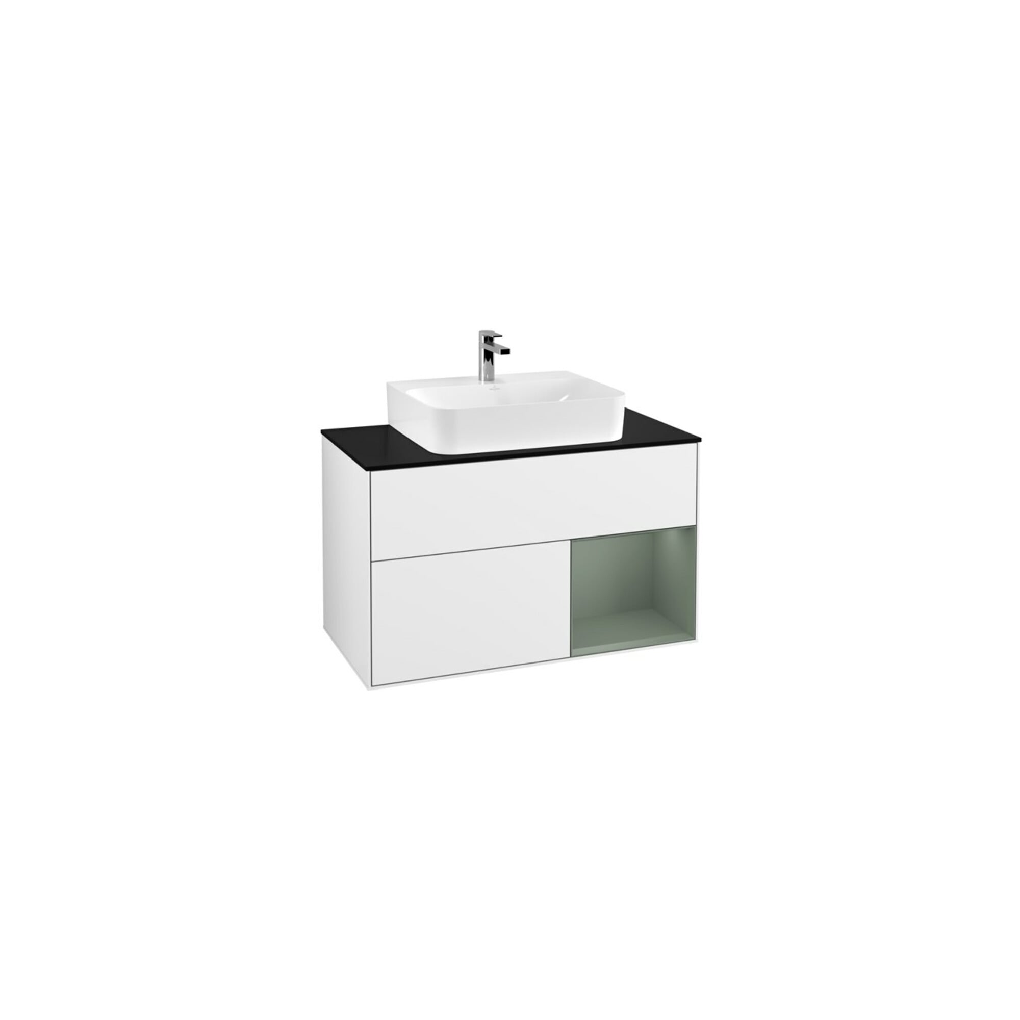 V&B Waschtischunterschrank Wandbeleuchtung Finion 100, Pl b m, Rg r Ol m Lac, glo wh. Lac ; Villeroy & Boch