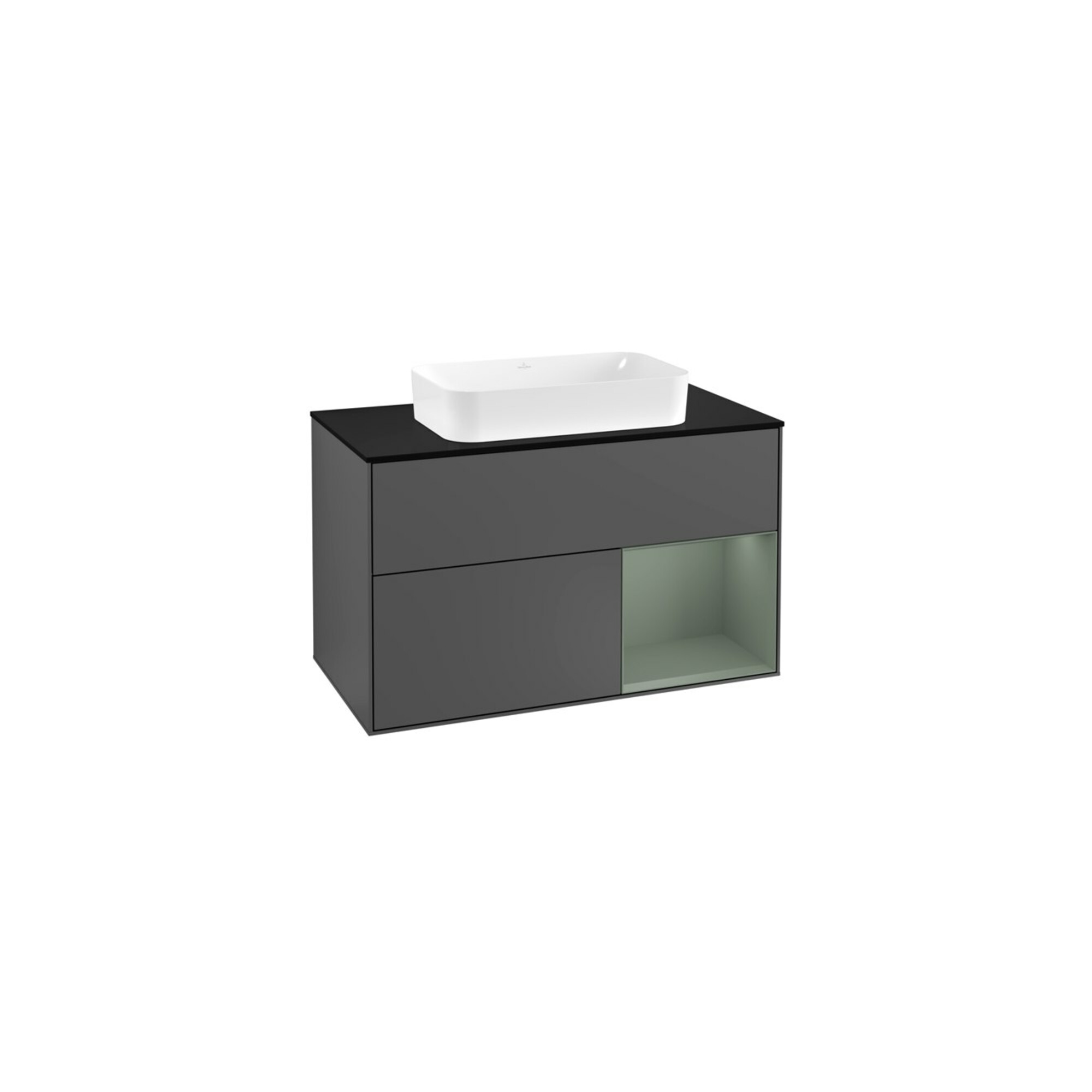 V&B Waschtischunterschrank Wandbeleuchtung Finion 100, Pl b m, Rg r Oli. m Lac, Anthrac. m ; Villeroy & Boch