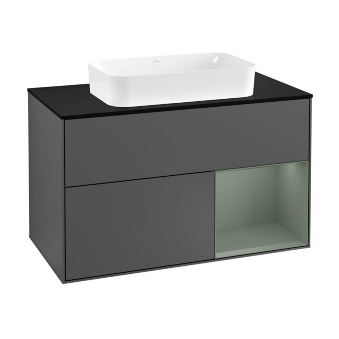V&B Waschtischunterschrank Wandbeleuchtung Finion 100, Pl b m, Rg r Oli. m Lac, Anthrac. m