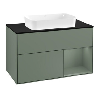V&B Waschtischunterschrank Wandbeleuchtung Finion 100, Pl b m, Rg r Oli. m Lac, Oli. m Lac