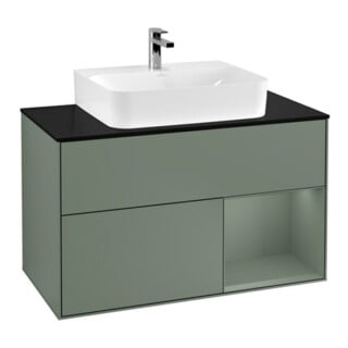 V&B Waschtischunterschrank Wandbeleuchtung Finion 100, Pl b m, Rg r Oli. m Lac, Oli. m Lac