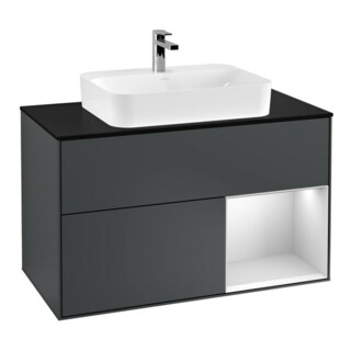 V&B Waschtischunterschrank Wandbeleuchtung Finion 100, Pl b m, Rg r w m Lac, md bl. m Lac