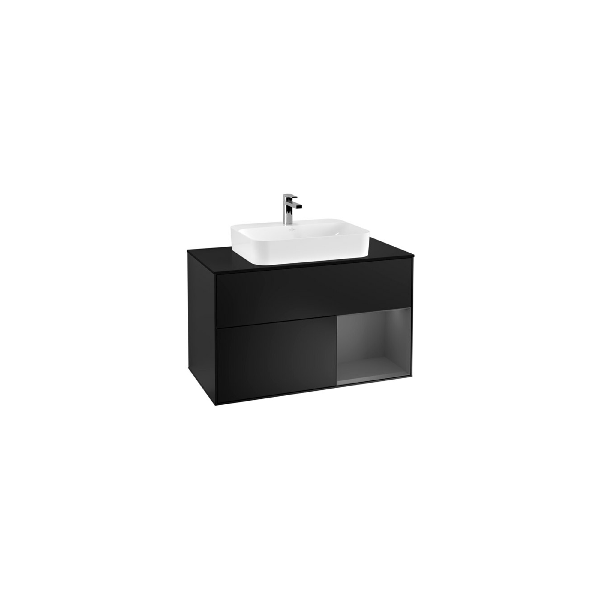 V&B Waschtischunterschrank Wandbeleuchtung Finion 100, Pl b m, Rg re Anthrac. m, bla m Lac ; Villeroy & Boch