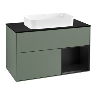 V&B Waschtischunterschrank Wandbeleuchtung Finion 100, Pl b m, Rg re bla m Lac, Oli. m Lac