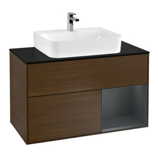 V&B Waschtischunterschrank Wandbeleuchtung Finion 100, Pl b m, Rg re md bl. m Lac, wal ven