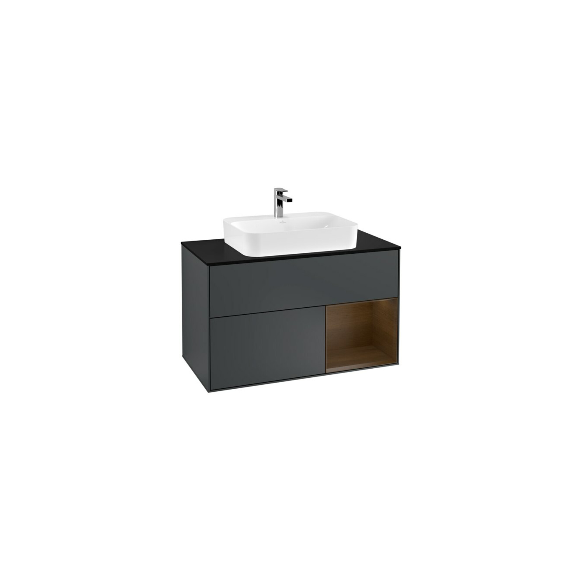 V&B Waschtischunterschrank Wandbeleuchtung Finion 100, Pl b m, Rg re wal ven, md bl. m Lac ; Villeroy & Boch