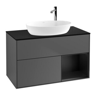 V&B Waschtischunterschrank Wandbeleuchtung Finion 100, Pl bla m, Reg bla m Lac, Anthrac. m