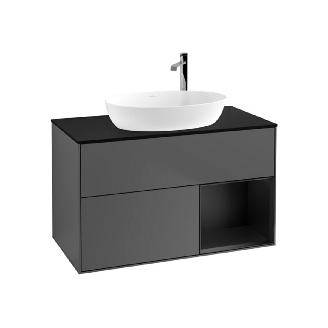 V&B Waschtischunterschrank Wandbeleuchtung Finion 100, Pl bla m, Reg bla m Lac, Anthrac. m