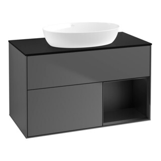V&B Waschtischunterschrank Wandbeleuchtung Finion 100, Pl bla m, Reg bla m Lac, Anthrac. m