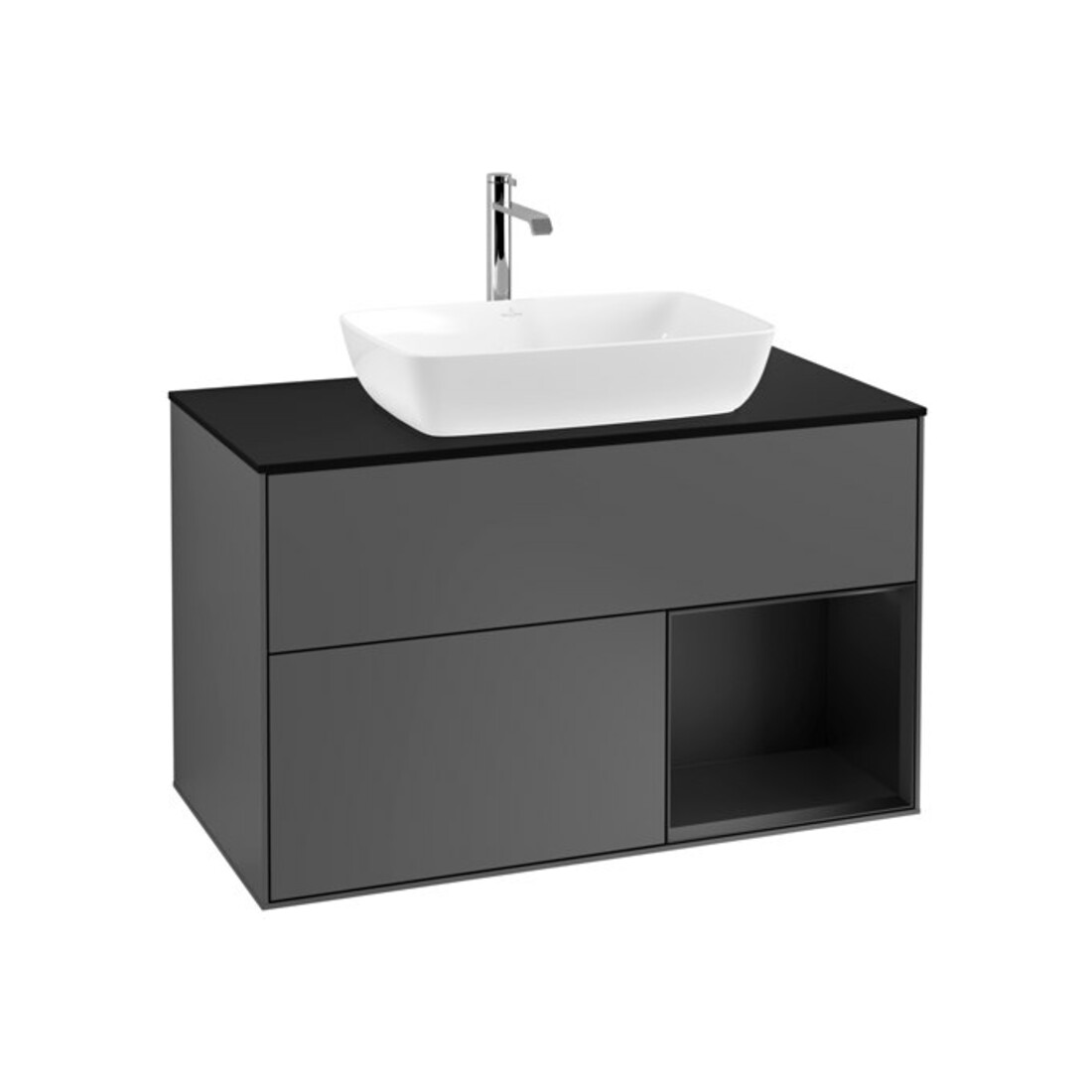 V&B Waschtischunterschrank Wandbeleuchtung Finion 100, Pl bla m, Reg bla m Lac, Anthrac. m