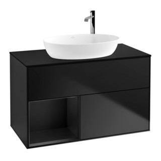 V&B Waschtischunterschrank Wandbeleuchtung Finion 100, Pl bla m, Reg bla m Lac, bla m Lac