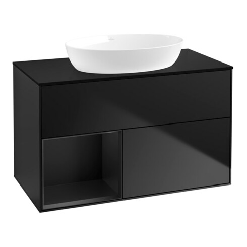 V&B Waschtischunterschrank Wandbeleuchtung Finion 100, Pl bla m, Reg bla m Lac, bla m Lac