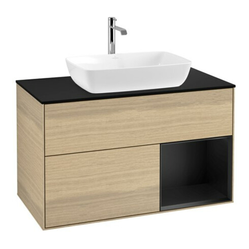 V&B Waschtischunterschrank Wandbeleuchtung Finion 100, Pl bla m, Reg bla m Lac, Oa ven
