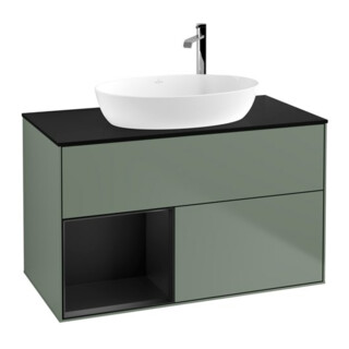 V&B Waschtischunterschrank Wandbeleuchtung Finion 100, Pl bla m, Reg bla m Lac, Oli. m Lac