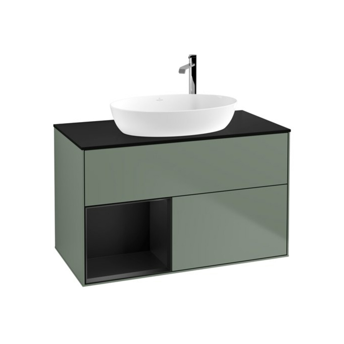 V&B Waschtischunterschrank Wandbeleuchtung Finion 100, Pl bla m, Reg bla m Lac, Oli. m Lac