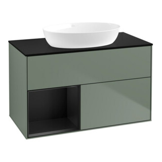 V&B Waschtischunterschrank Wandbeleuchtung Finion 100, Pl bla m, Reg bla m Lac, Oli. m Lac
