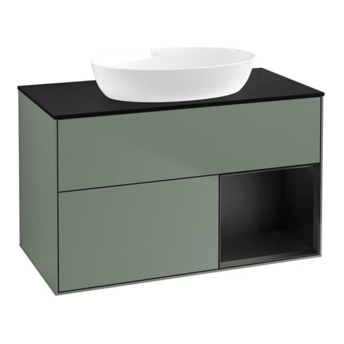 V&B Waschtischunterschrank Wandbeleuchtung Finion 100, Pl bla m, Reg bla m Lac, Oli. m Lac