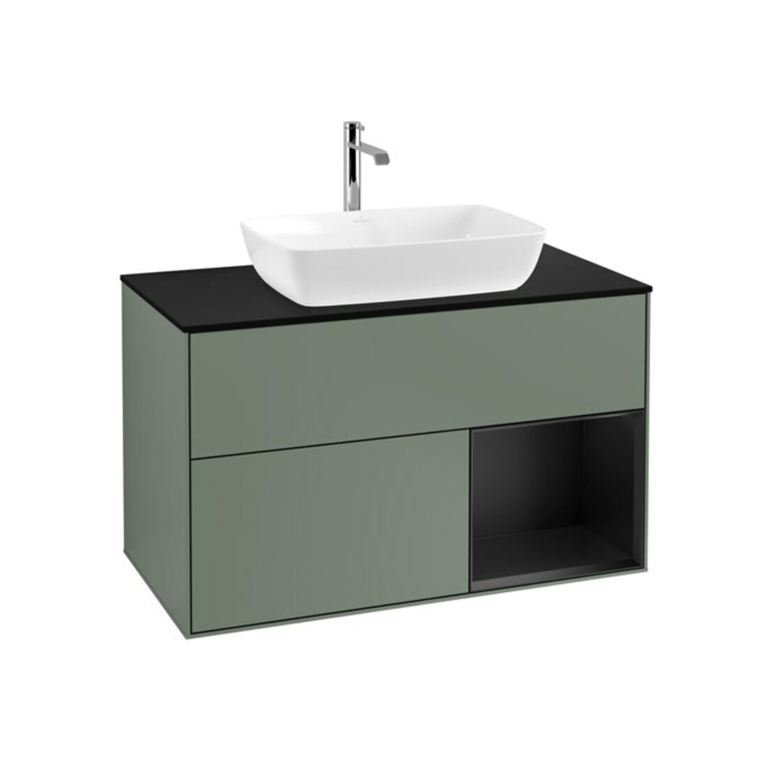 V&B Waschtischunterschrank Wandbeleuchtung Finion 100, Pl bla m, Reg bla m Lac, Oli. m Lac