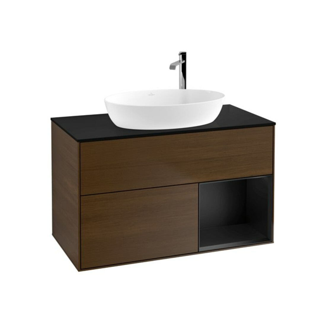 V&B Waschtischunterschrank Wandbeleuchtung Finion 100, Pl bla m, Reg bla m Lac, wal ven