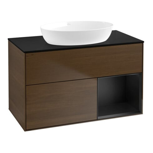 V&B Waschtischunterschrank Wandbeleuchtung Finion 100, Pl bla m, Reg bla m Lac, wal ven